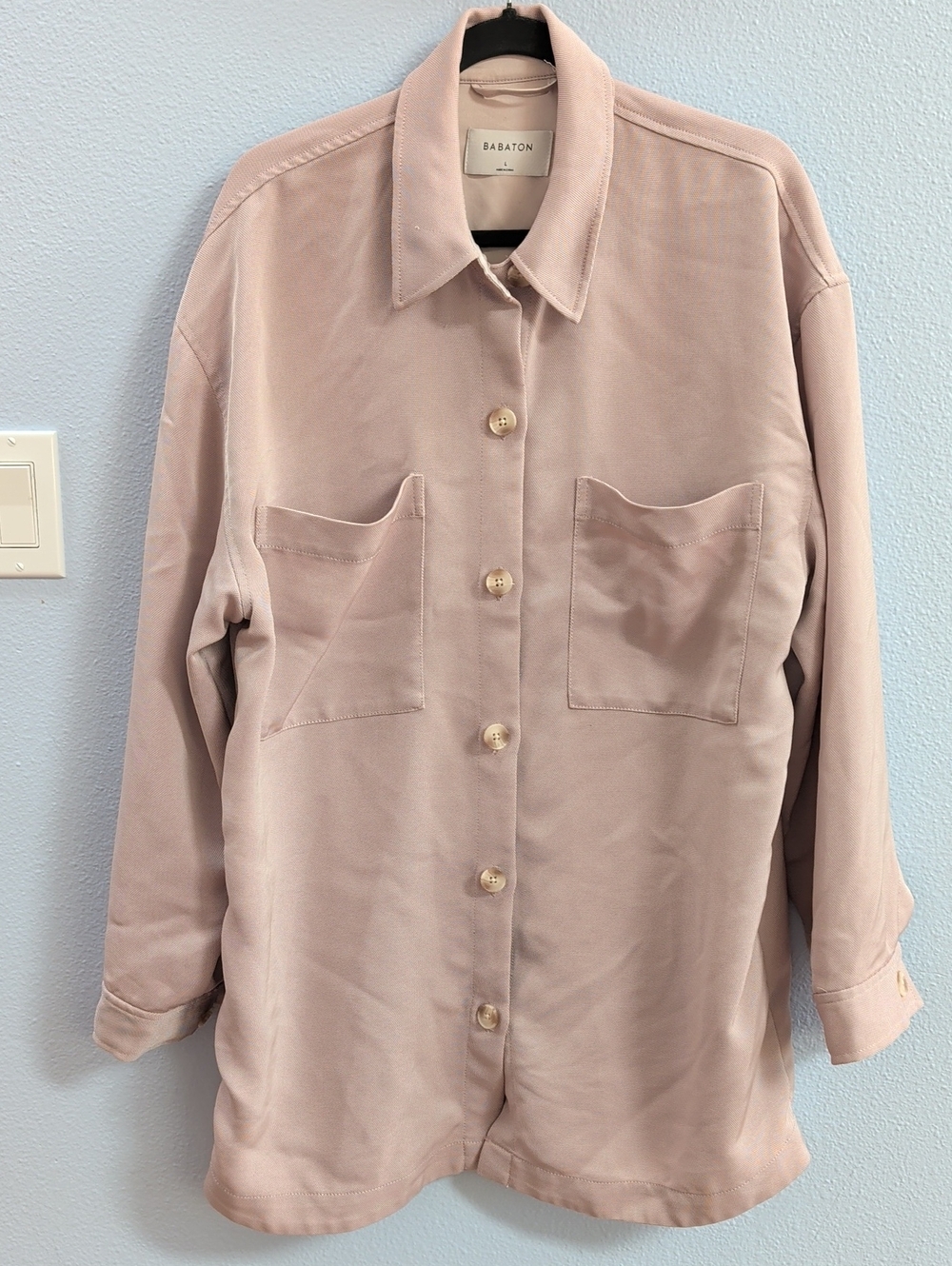 Babaton Borna Blush Button-Up Utility Shacket Jacket